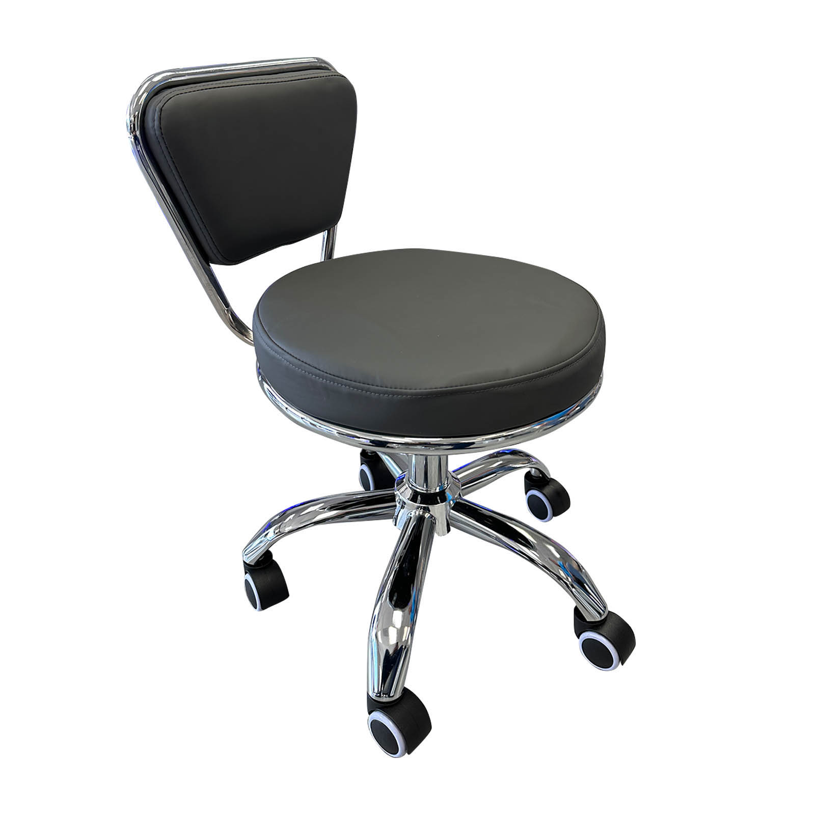 Adjustable Hydraulic Salon Chair with Backrest and Rolling Feature for Nail Salon, Spa, or Beauty Studio